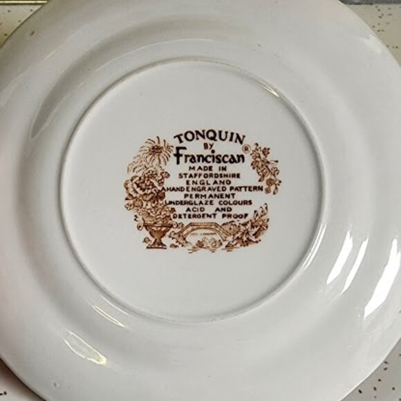 MYOTTS TONQUIN PLATE IRONSTONE DINNER PLATE IN BROWN AND WHITE SWIRL DESIGN RIM - Picture 2 of 2